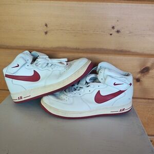 Nike University Red Air Force 1 Sneaker Men's Size 11.5 Shoes White